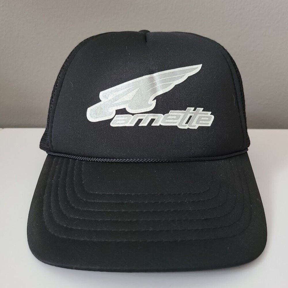 Vtg ARNETTE Sunglasses Cap Script Logo Mesh Foam Snap Back Trucker Baseball Hat